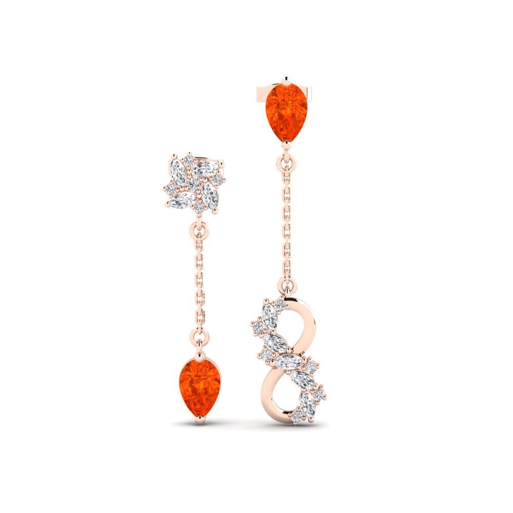 9ct Rose Gold Fire Opal Women's Earring Persici Set