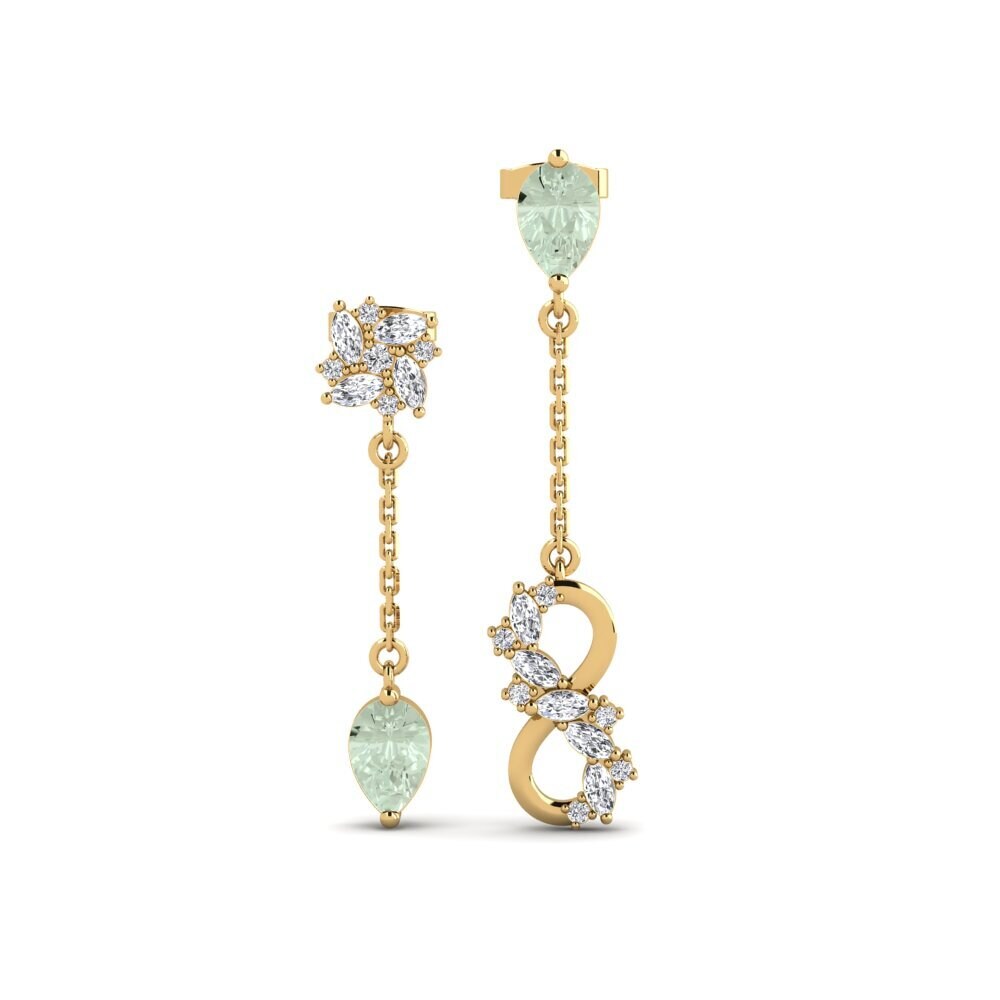 18ct Yellow Gold Green Amethyst Women's Earring Persici Set