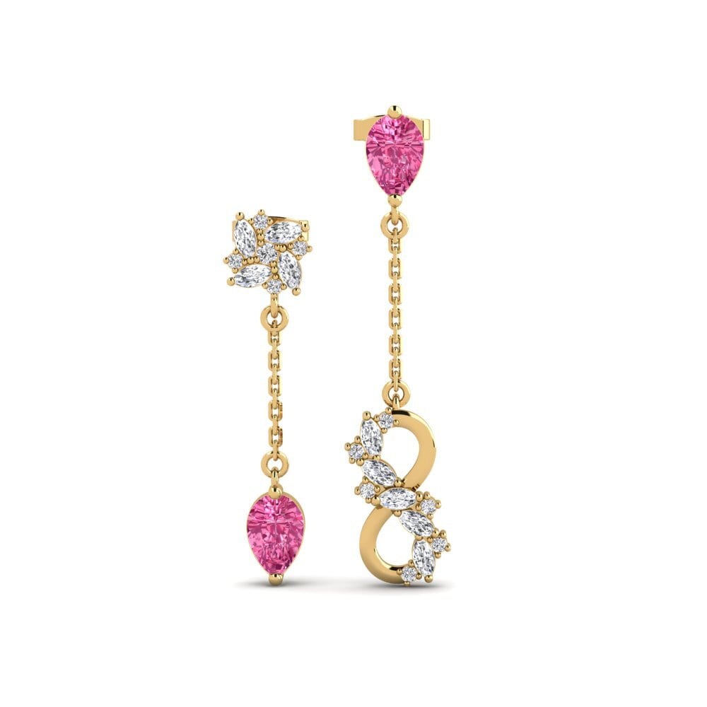 18ct Yellow Gold Pink Tourmaline Women's Earring Persici Set