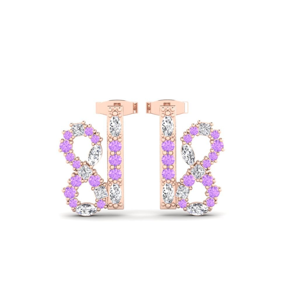9ct Rose Gold Amethyst Women's Earring Skinner