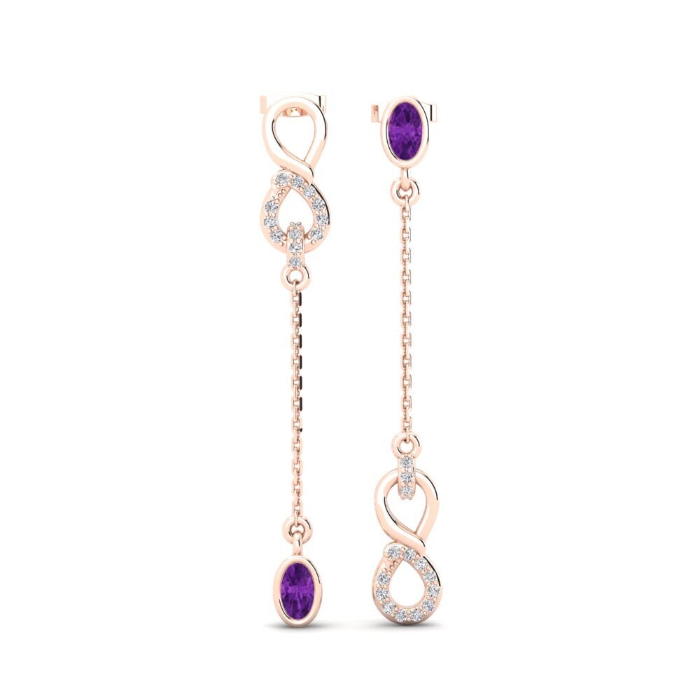 9ct Rose Gold Amethyst Women's Earring Veza