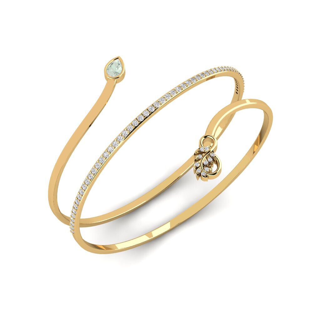 18ct Yellow Gold Green Amethyst Women's Bangle Wabisabi