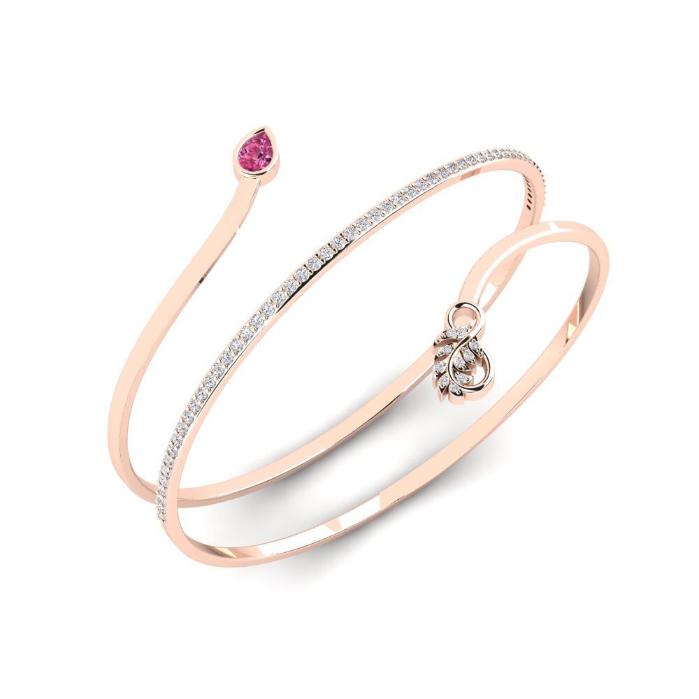9ct Rose Gold Pink Tourmaline Women's Bangle Wabisabi