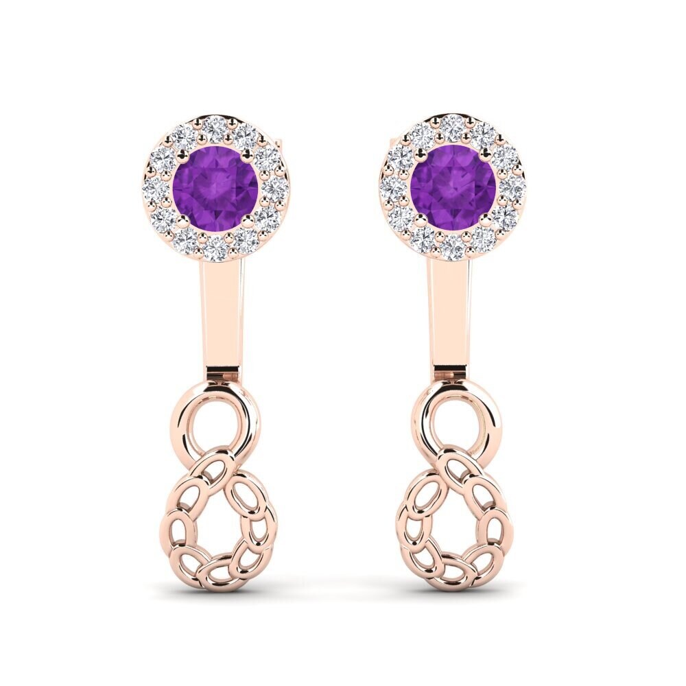 9ct Rose Gold Amethyst Women's Earring Yhteys