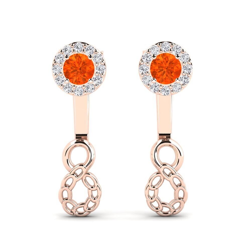 9ct Rose Gold Fire Opal Women's Earring Yhteys