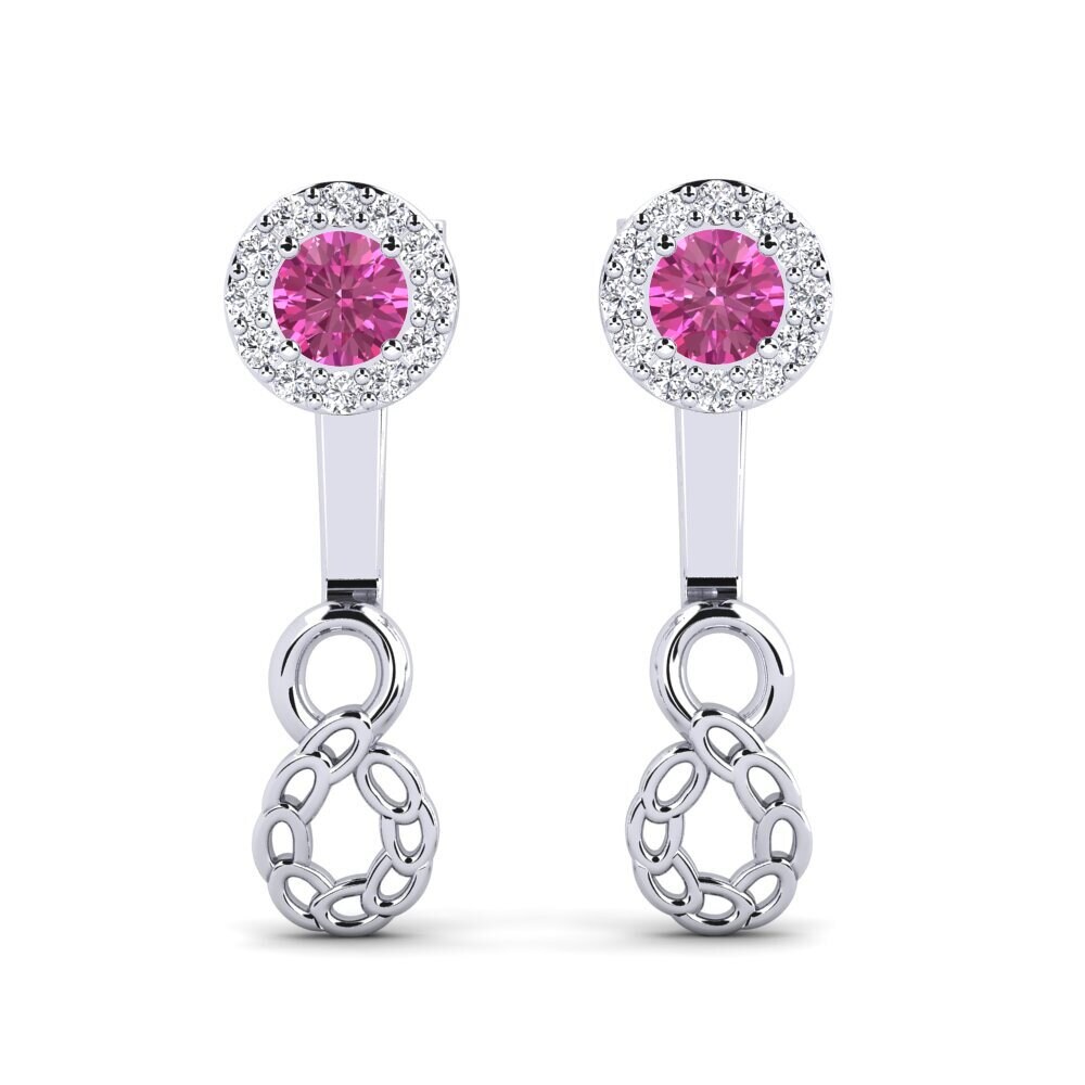9ct White Gold Pink Topaz Women's Earring Yhteys