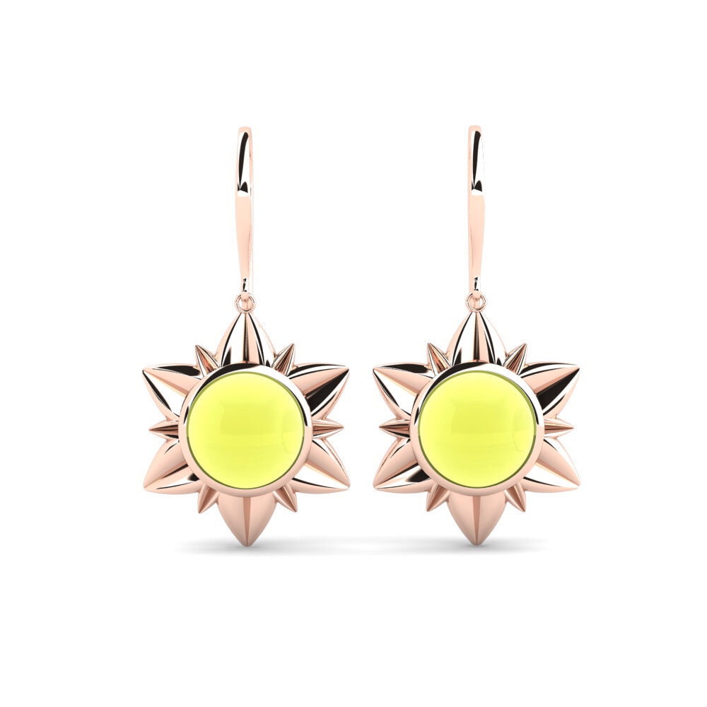 Drops & Dangle Cabochon Lemon Topaz 18ct Rose Gold Earrings