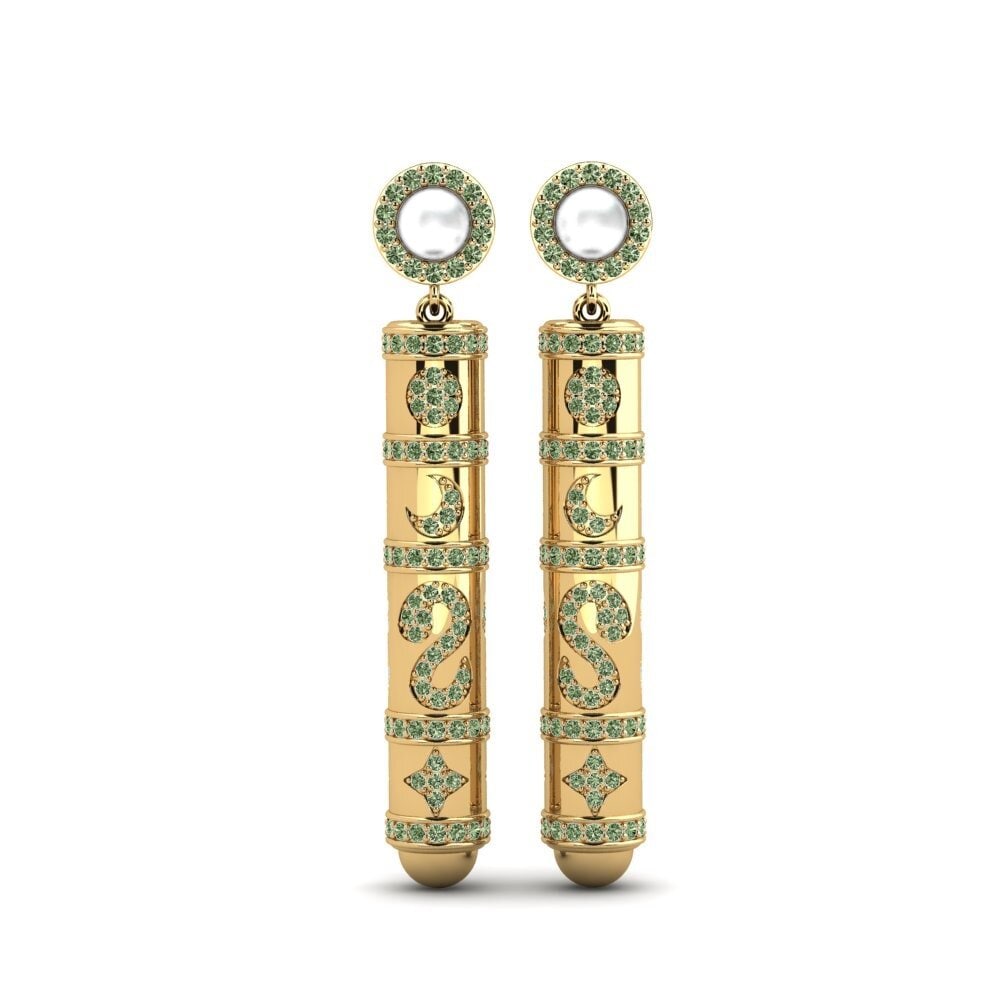 Gelbgold 375 Grüner Diamant Damen ohrring Brioni