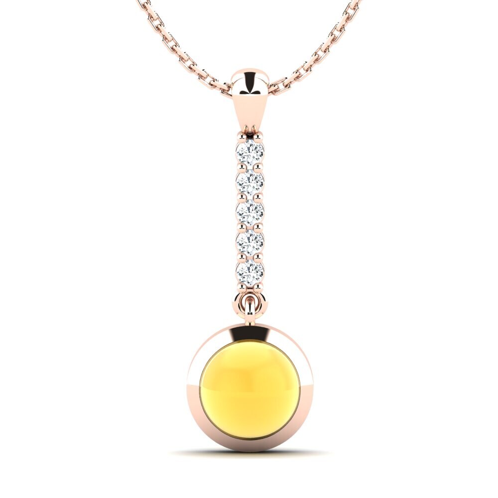 14k Oro Rosa Citrino Cabujón Colgante de Mujer Ayla
