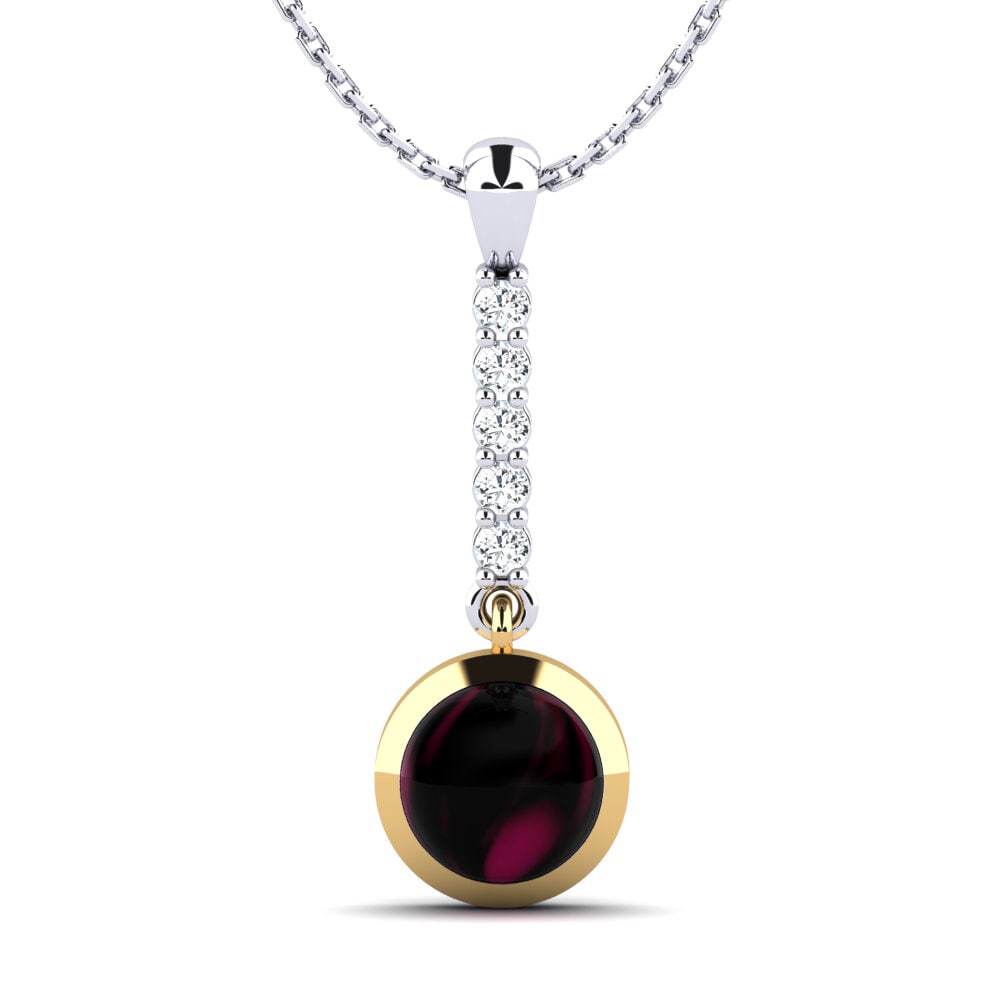18k Oro Blanco & Amarillo Granate Rhodolite Cabujón Colgante de Mujer Ayla