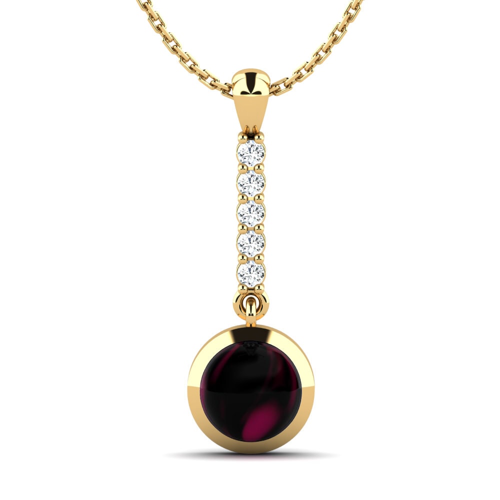 14k Oro Amarillo Granate Rhodolite Cabujón Colgante de Mujer Ayla