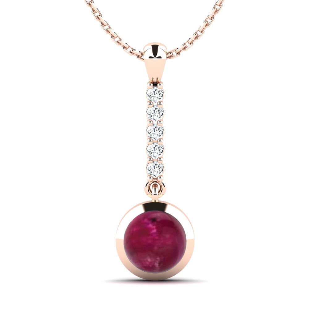 14k Oro Rosa Rubí Cabujón Colgante de Mujer Ayla