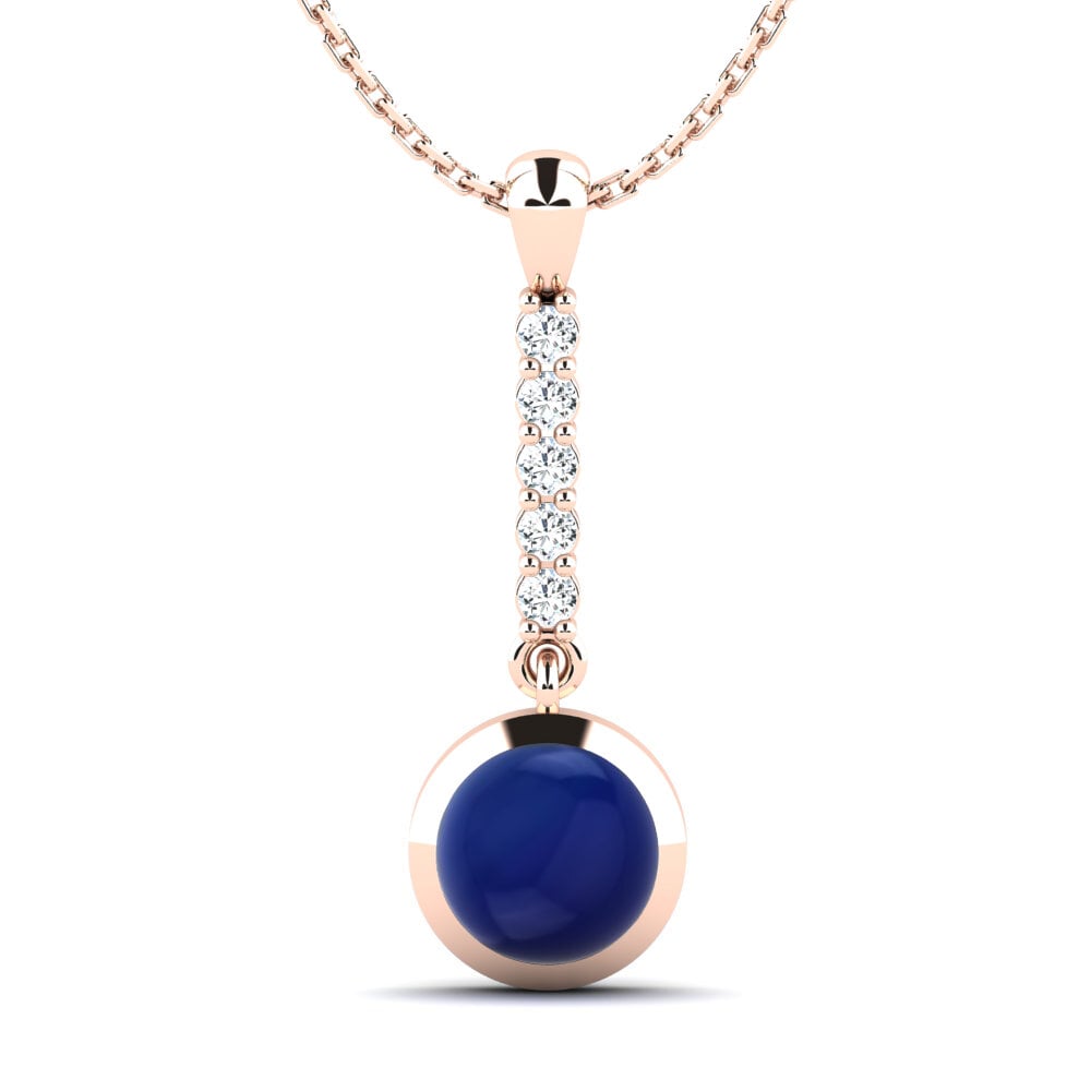 14k Oro Rosa Zafiro Cabujón Colgante de Mujer Ayla