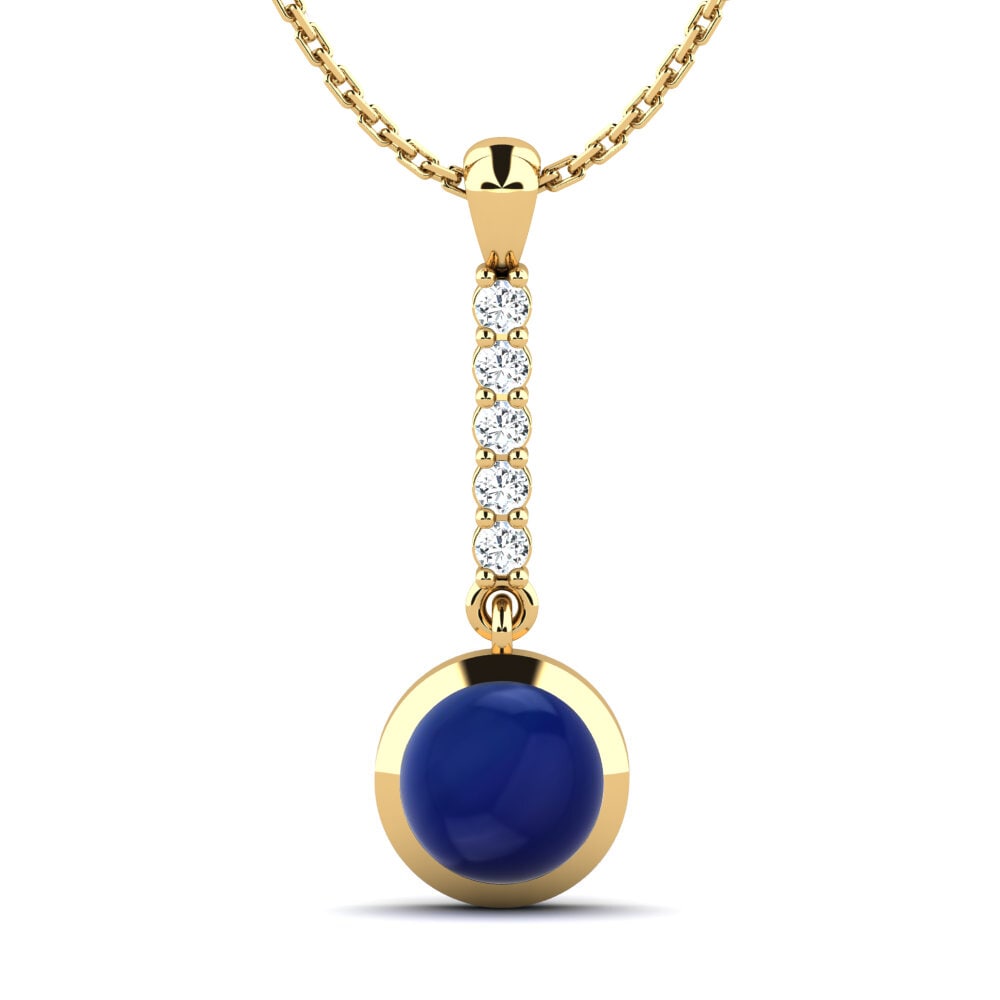 14ct Yellow Gold Cabochon Sapphire Women's Pendant Ayla