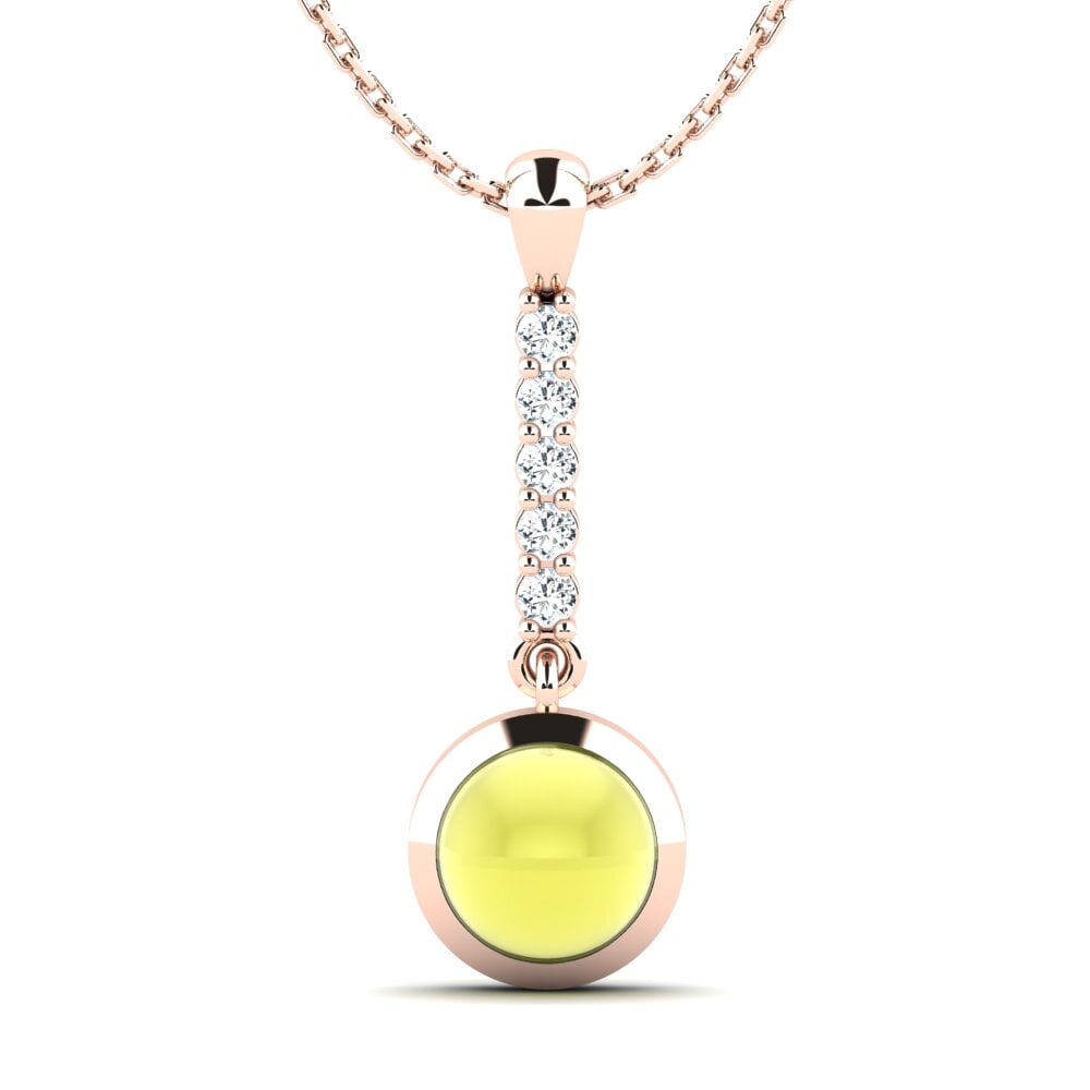 14k Oro Rosa Topacio Limón Cabujón Colgante de Mujer Ayla