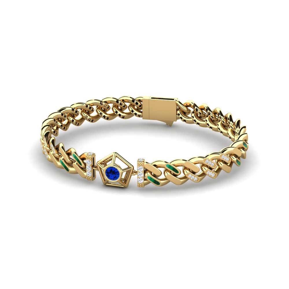 14k Oro Amarillo Safiro (Creado en Laboratorio) Pulsera de Mujer Kolis