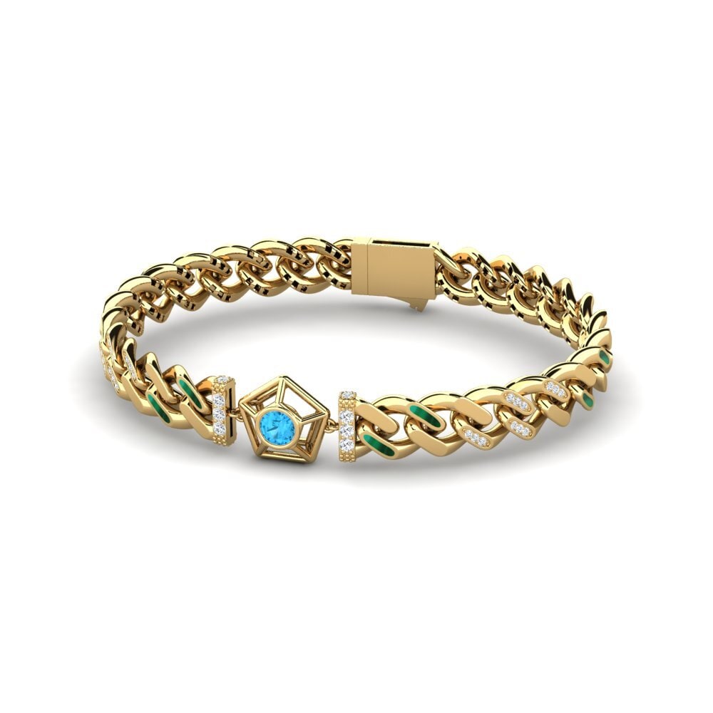 14k Oro Amarillo Topacio azul Pulsera de Mujer Kolis