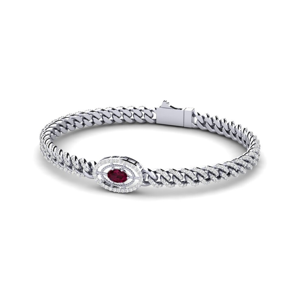 Oval Rhodolite Garnet Women's Bracelet Taslasip
