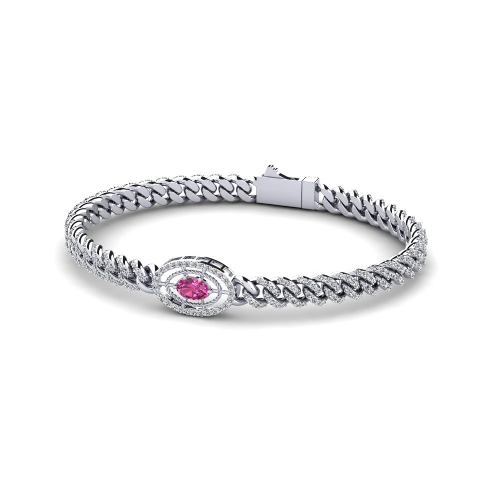 Oval Pink Topaz Women's Bracelet Taslasip