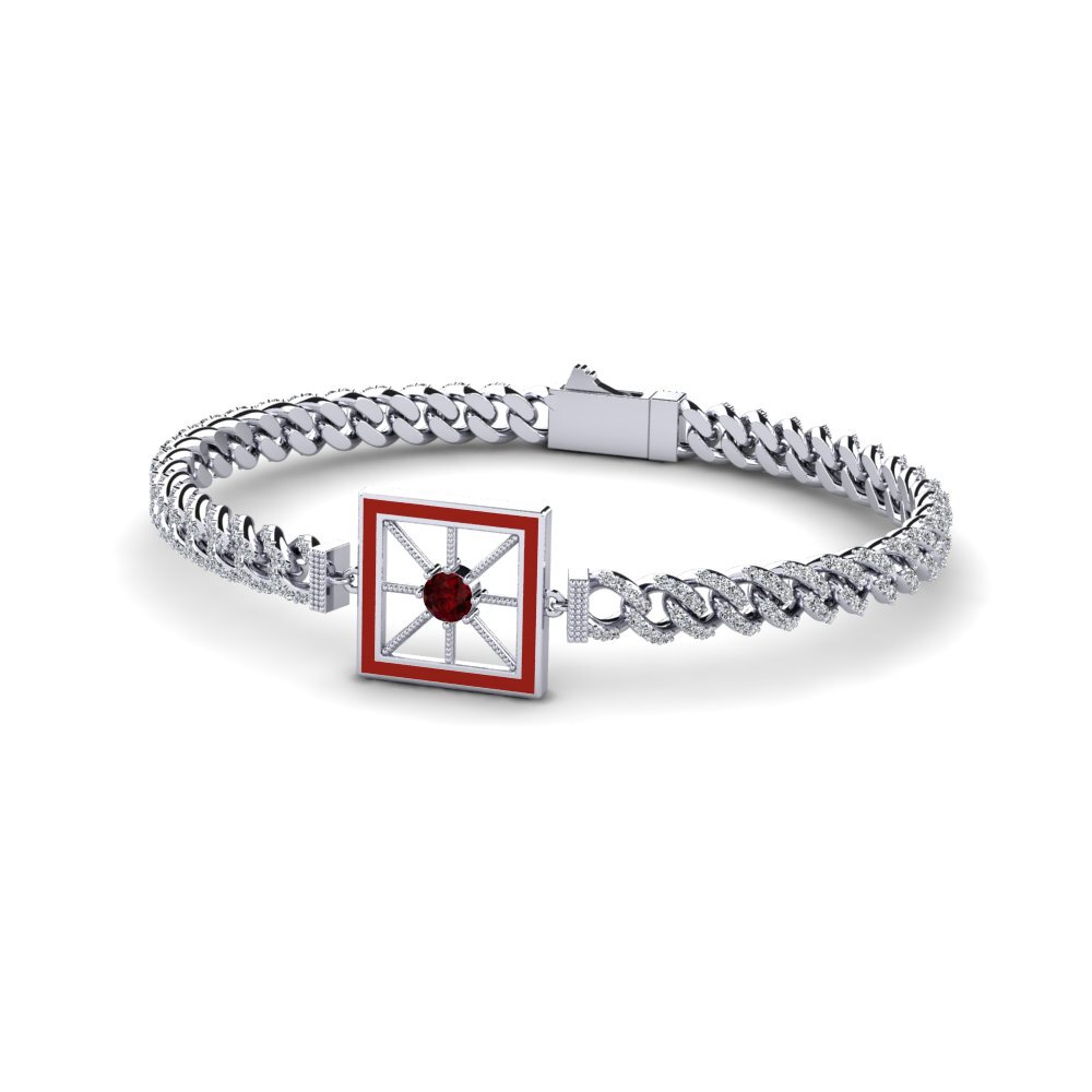 Cuban Link Chain Garnet Bracelets