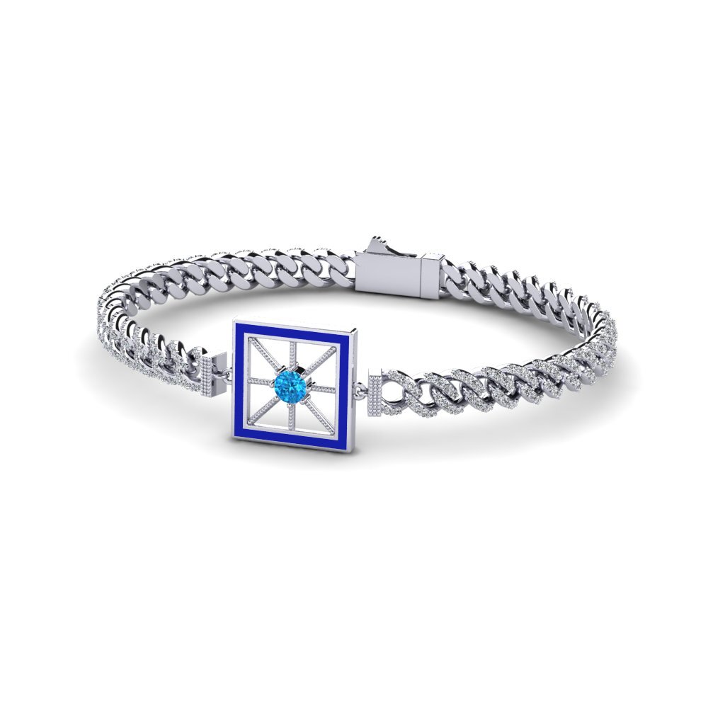 Armschmuck Kubanische Gliederkette Blauer Topas