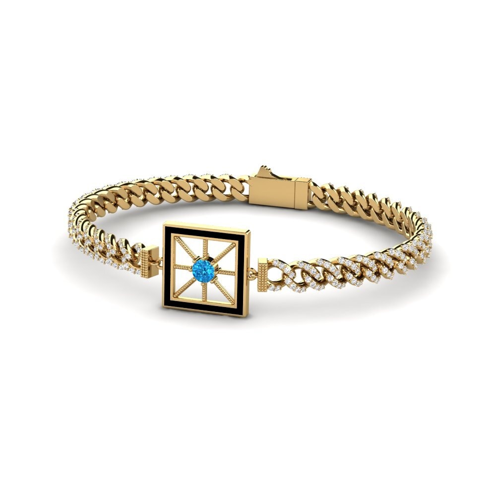 14k Oro Amarillo Topacio azul Pulsera de Mujer Wichopop