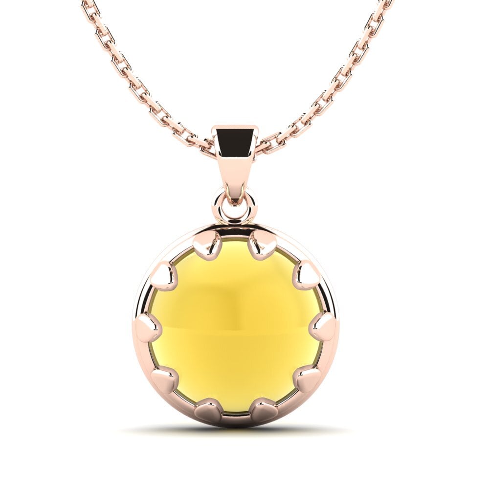14k Oro Rosa Citrino Cabujón Colgante de Mujer Yogine