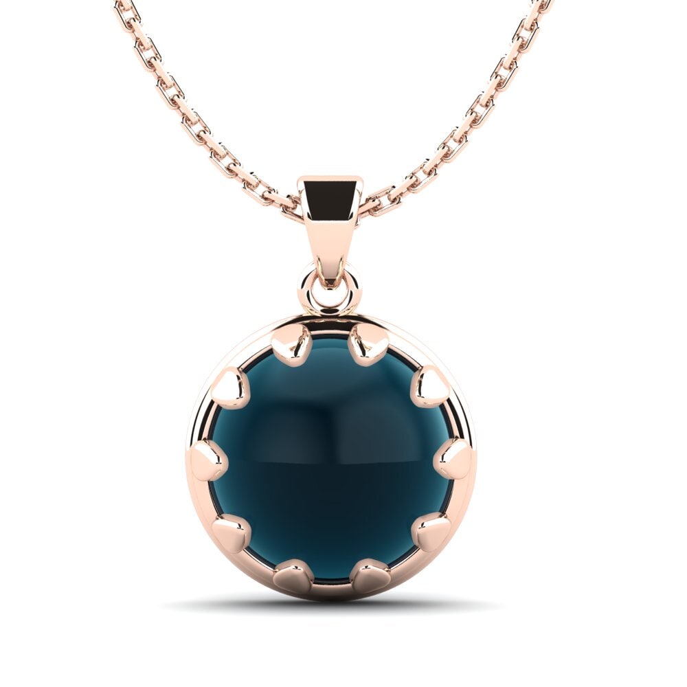 14ct Rose Gold Cabochon London Blue Topaz Women's Pendant Yogine