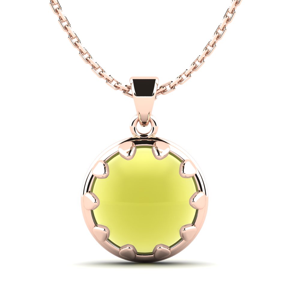 14k Oro Rosa Topacio Limón Cabujón Colgante de Mujer Yogine