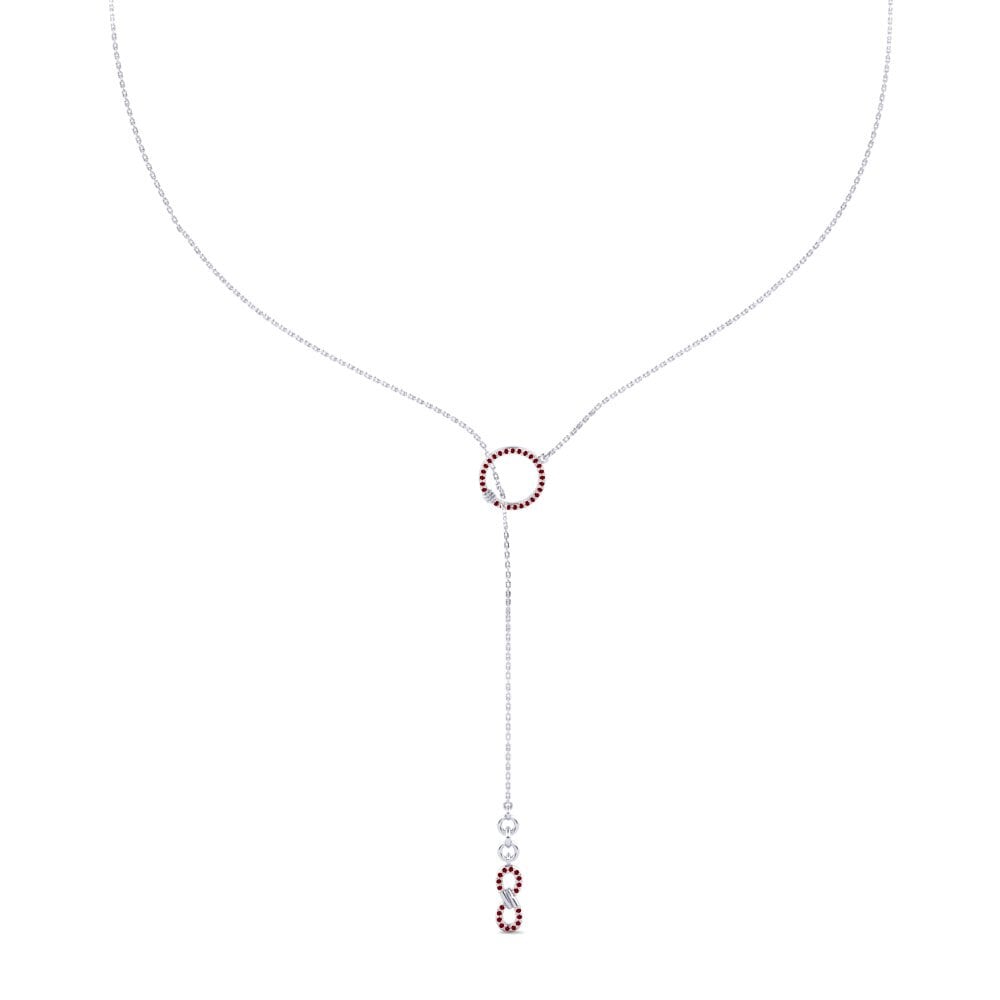 950 Platinum Red Zirconia Necklace Aito