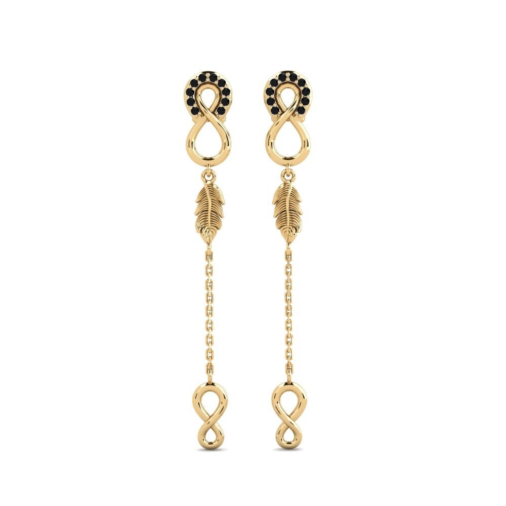 9ct Yellow Gold Black Sapphire Women's Earring Belleame