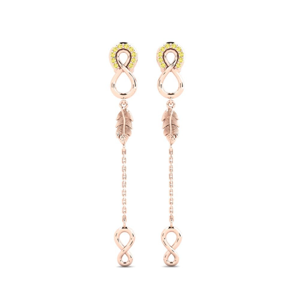 14ct Rose Gold Yellow Sapphire Women's Earring Belleame