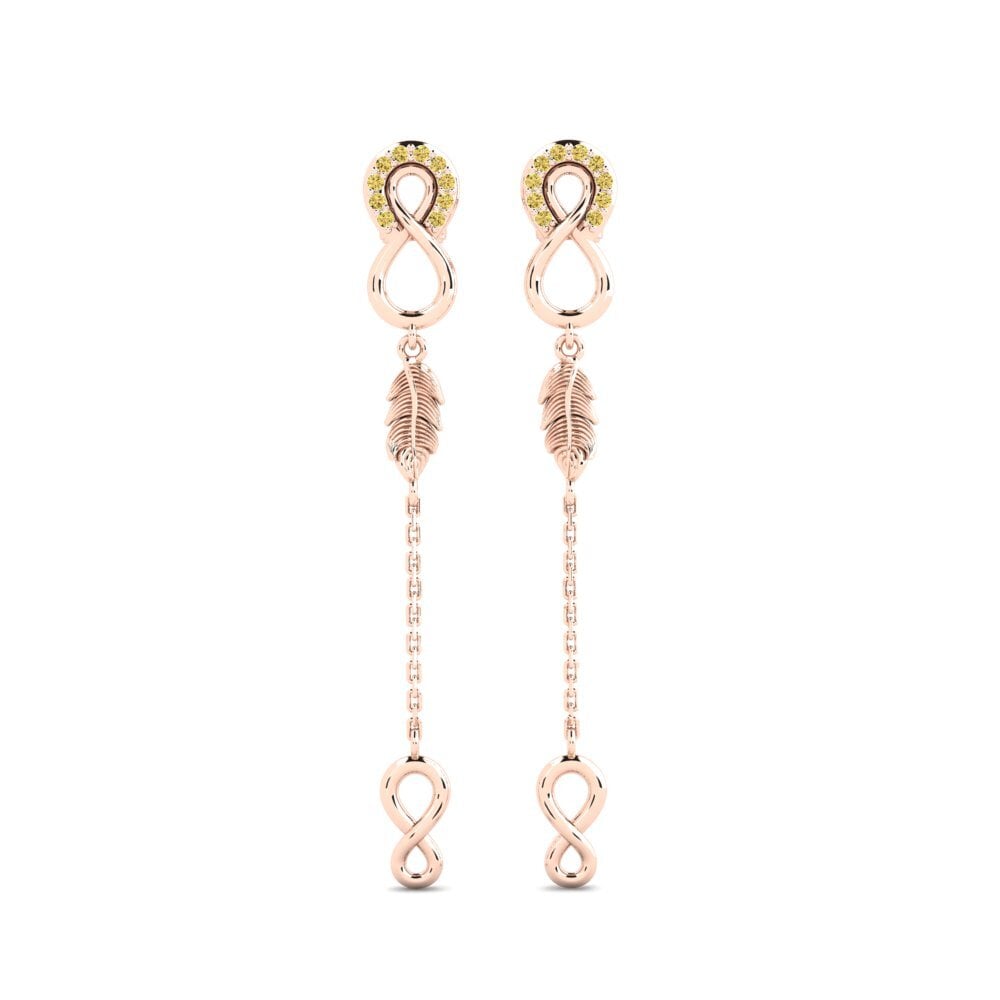 14ct Rose Gold Yellow Diamond Women's Earring Belleame