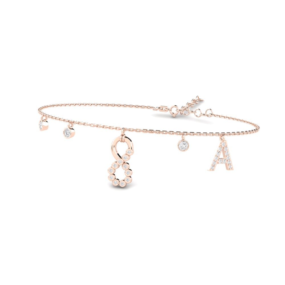 14ct Rose Gold White sapphire Women's Bracelet Berjumpa - A