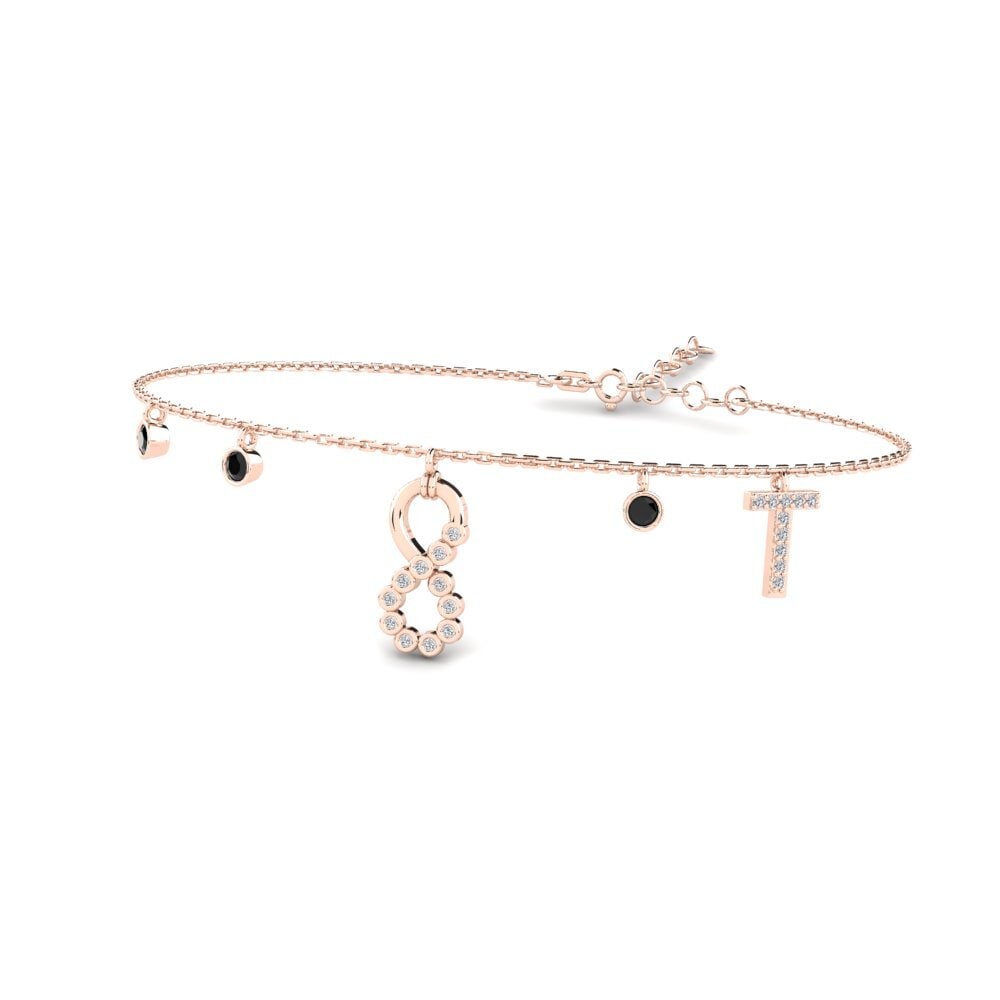 14ct Rose Gold Black Sapphire Women's Bracelet Berjumpa - T
