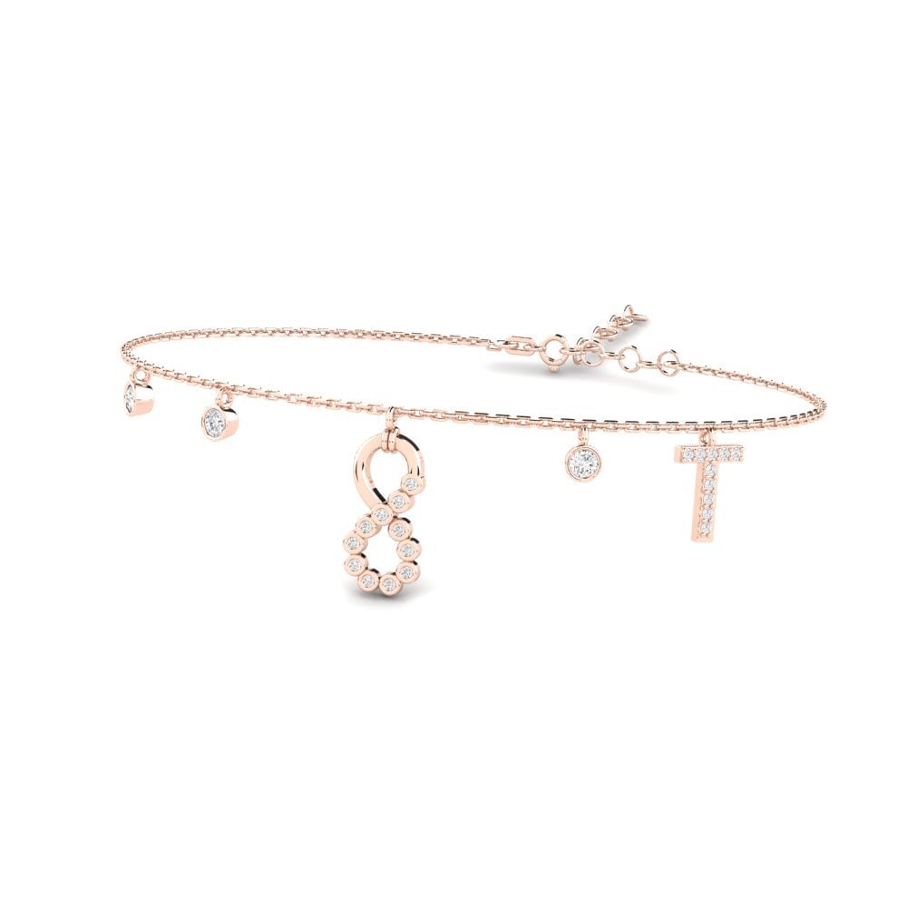 14ct Rose Gold White sapphire Women's Bracelet Berjumpa - T