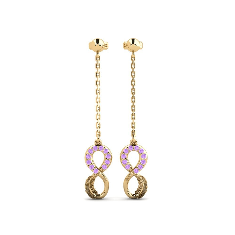 9ct Yellow Gold Amethyst Women's Earring Compound