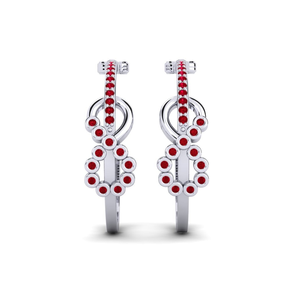 950 Platinum Red Zirconia Earring Duruovo
