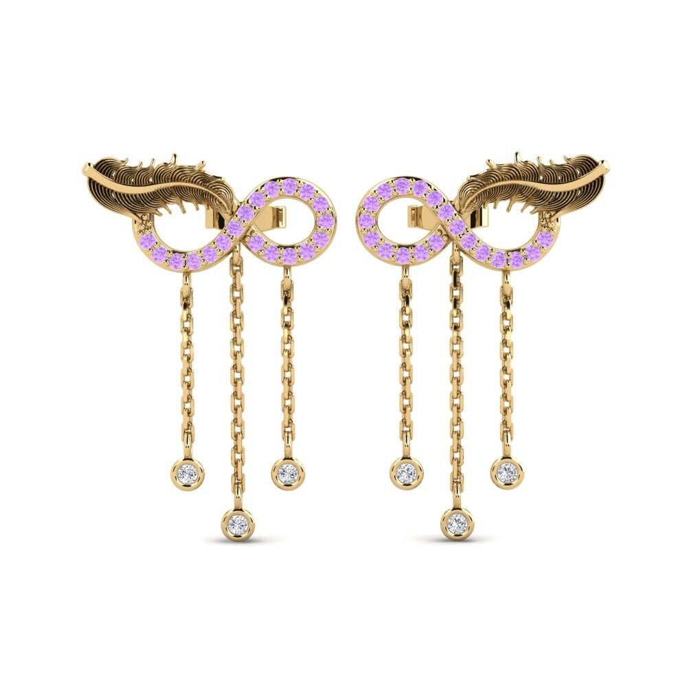 9ct Yellow Gold Amethyst Women's Earring Exyen