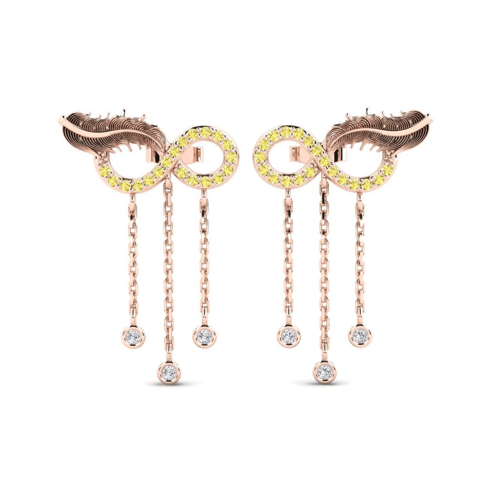14ct Rose Gold Yellow Sapphire Women's Earring Exyen