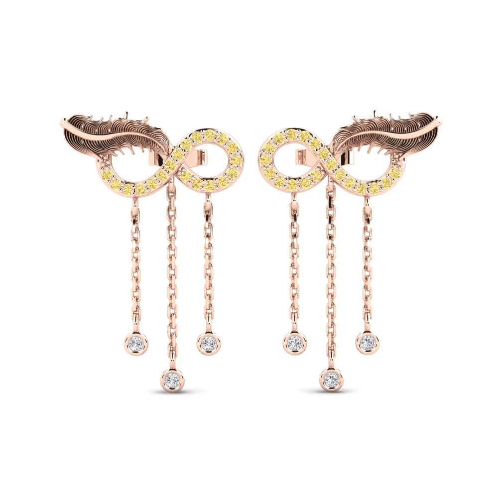 14ct Rose Gold Yellow Diamond Women's Earring Exyen