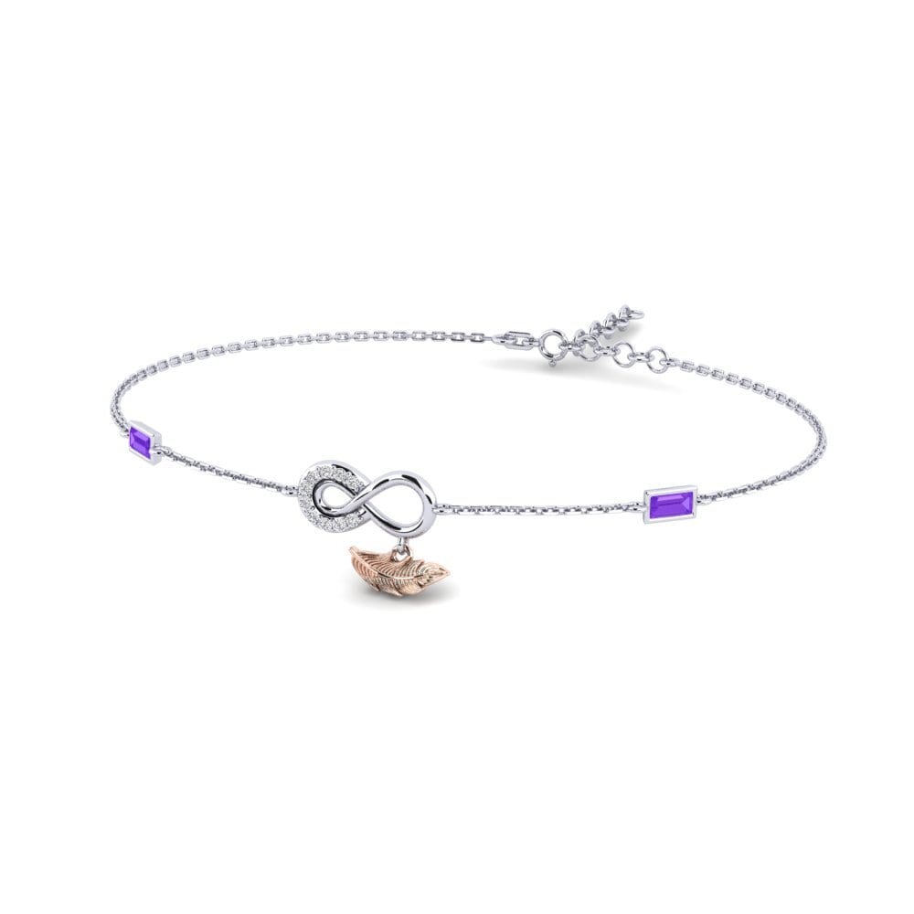 9ct White & Rose Gold Amethyst Women's Bracelet Fidelite