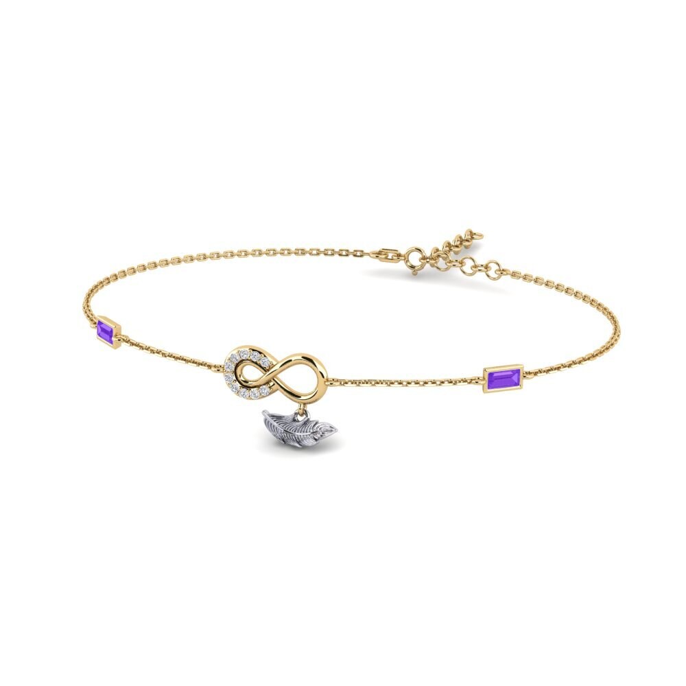 9ct Yellow & White Gold Amethyst Women's Bracelet Fidelite