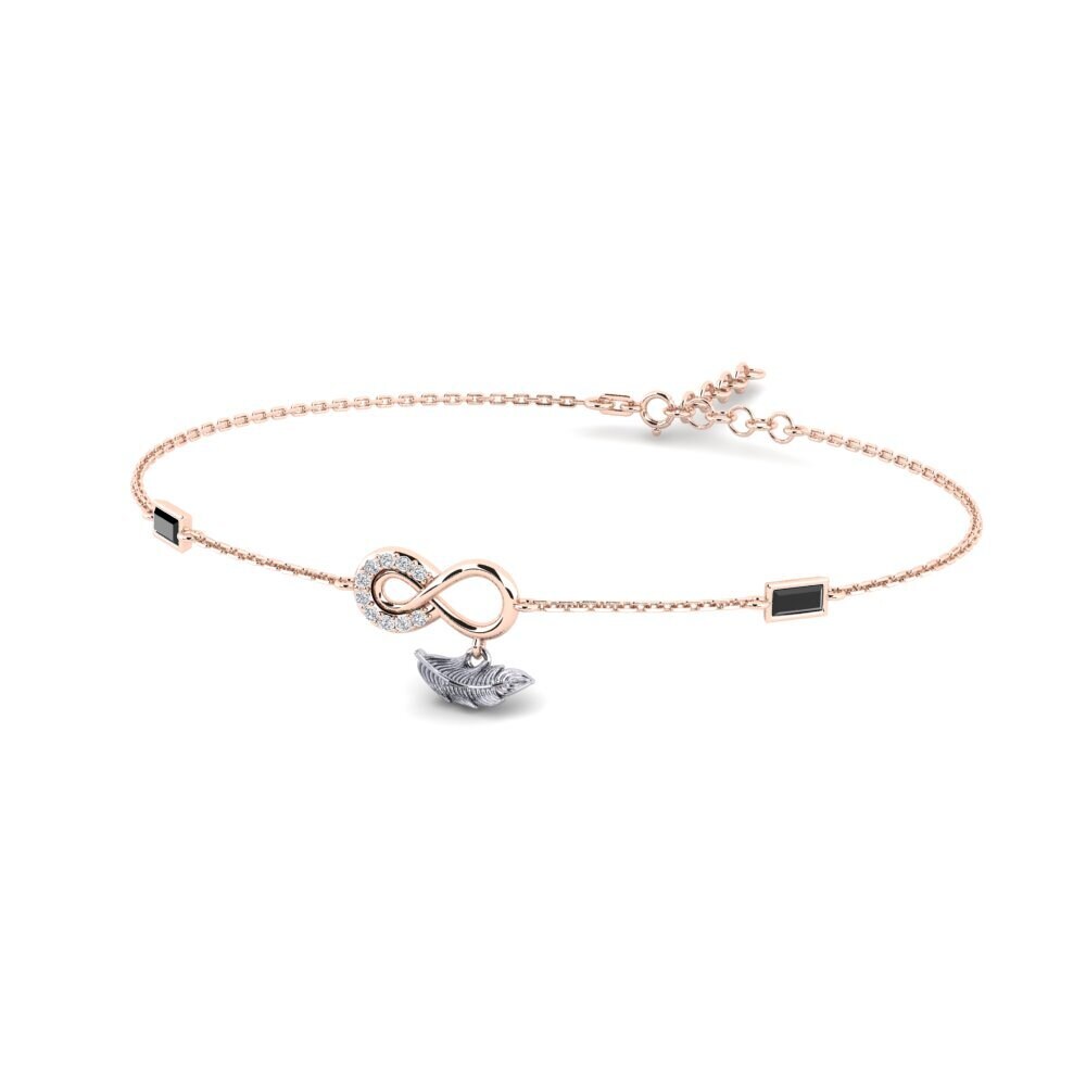 9ct Rose & White Gold Black Onyx Women's Bracelet Fidelite
