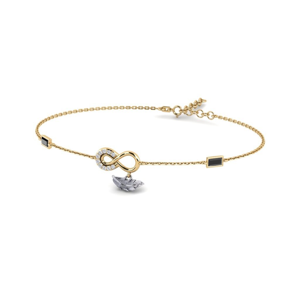 9ct Yellow & White Gold Black Onyx Women's Bracelet Fidelite