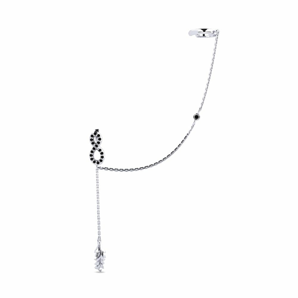 Brazalete de oreja Ear Cuffs Pendientes Hoopfol Oro Blanco 585 Diamante Negro