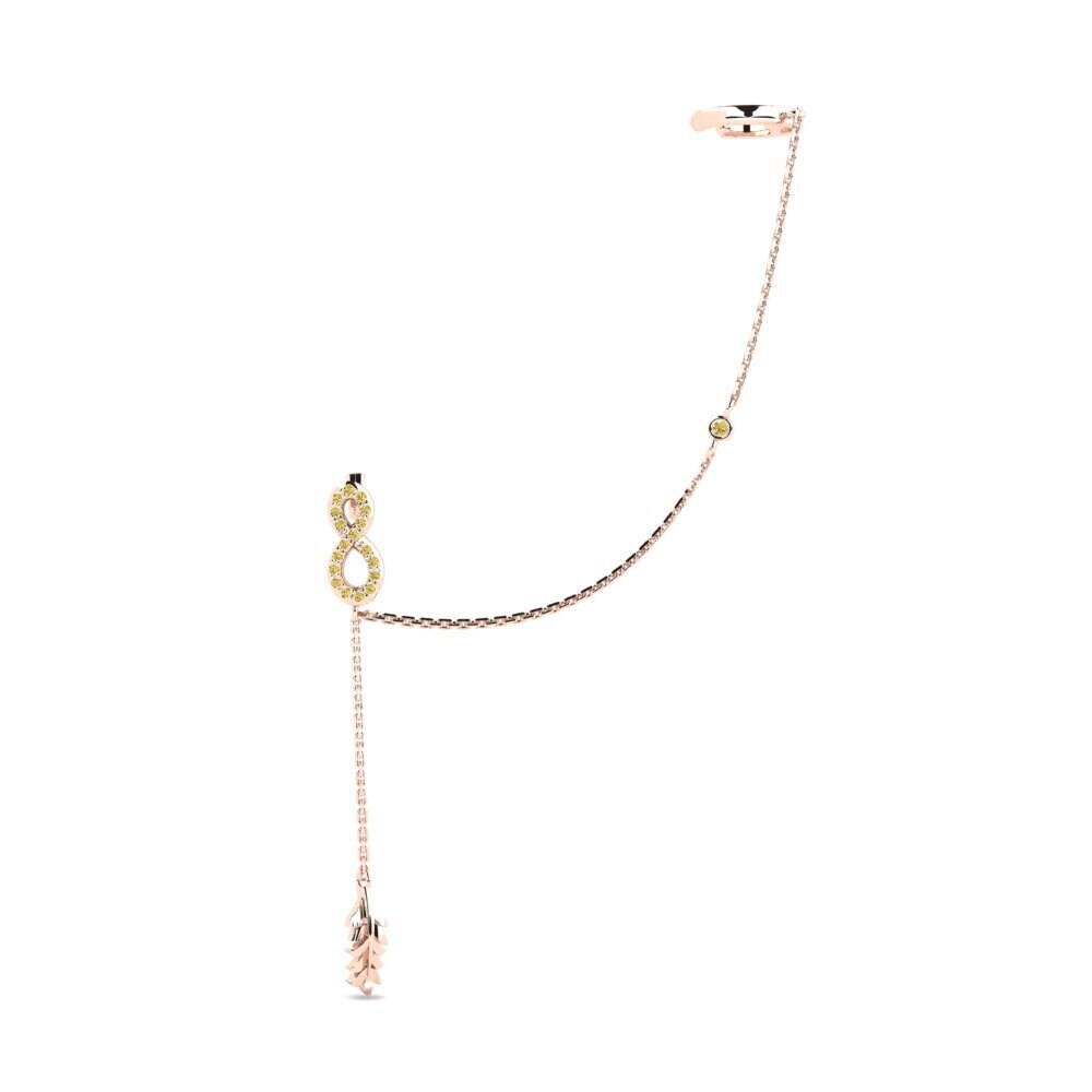 14ct Rose Gold Yellow Diamond Women's Earring Hoopfol