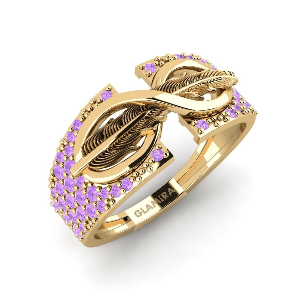 9ct Yellow Gold Amethyst Ring Iskrenne