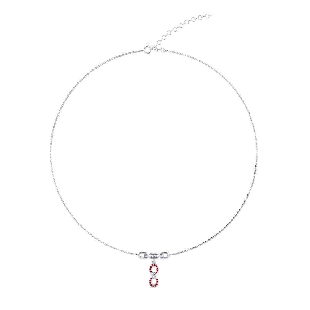 950 Platinum Red Zirconia Women's Choker Necklace Jinkhene