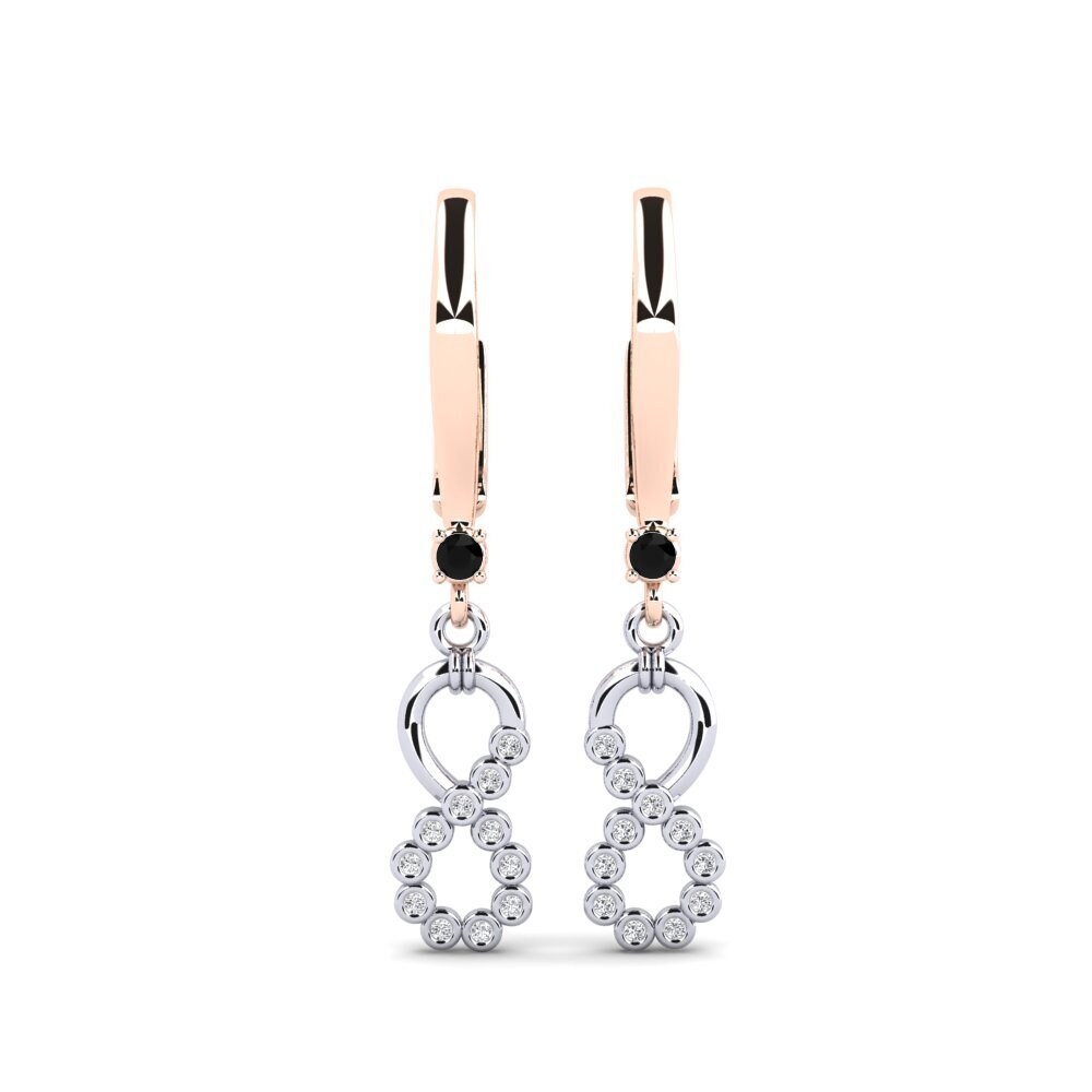 9ct Rose & White Gold Black Onyx Women's Earring Lifetyd